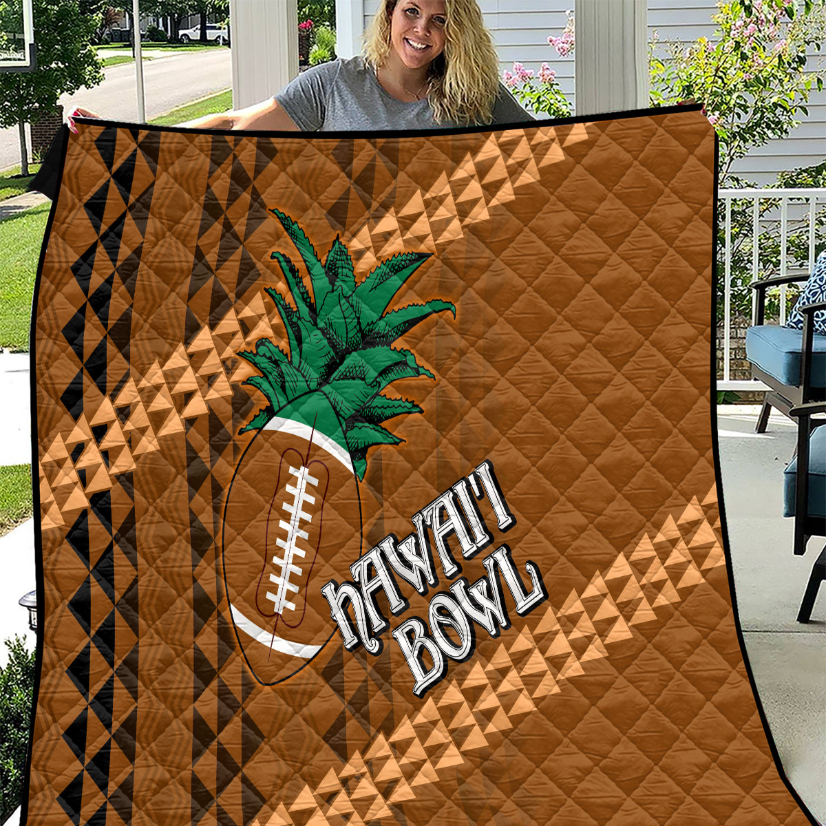 Custom Hawaii Honolulu Bowl Quilt With Kakau Tribal Pattern - Wonder Print Shop