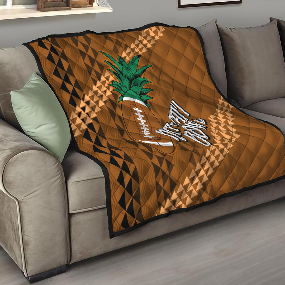 Custom Hawaii Honolulu Bowl Quilt With Kakau Tribal Pattern - Wonder Print Shop