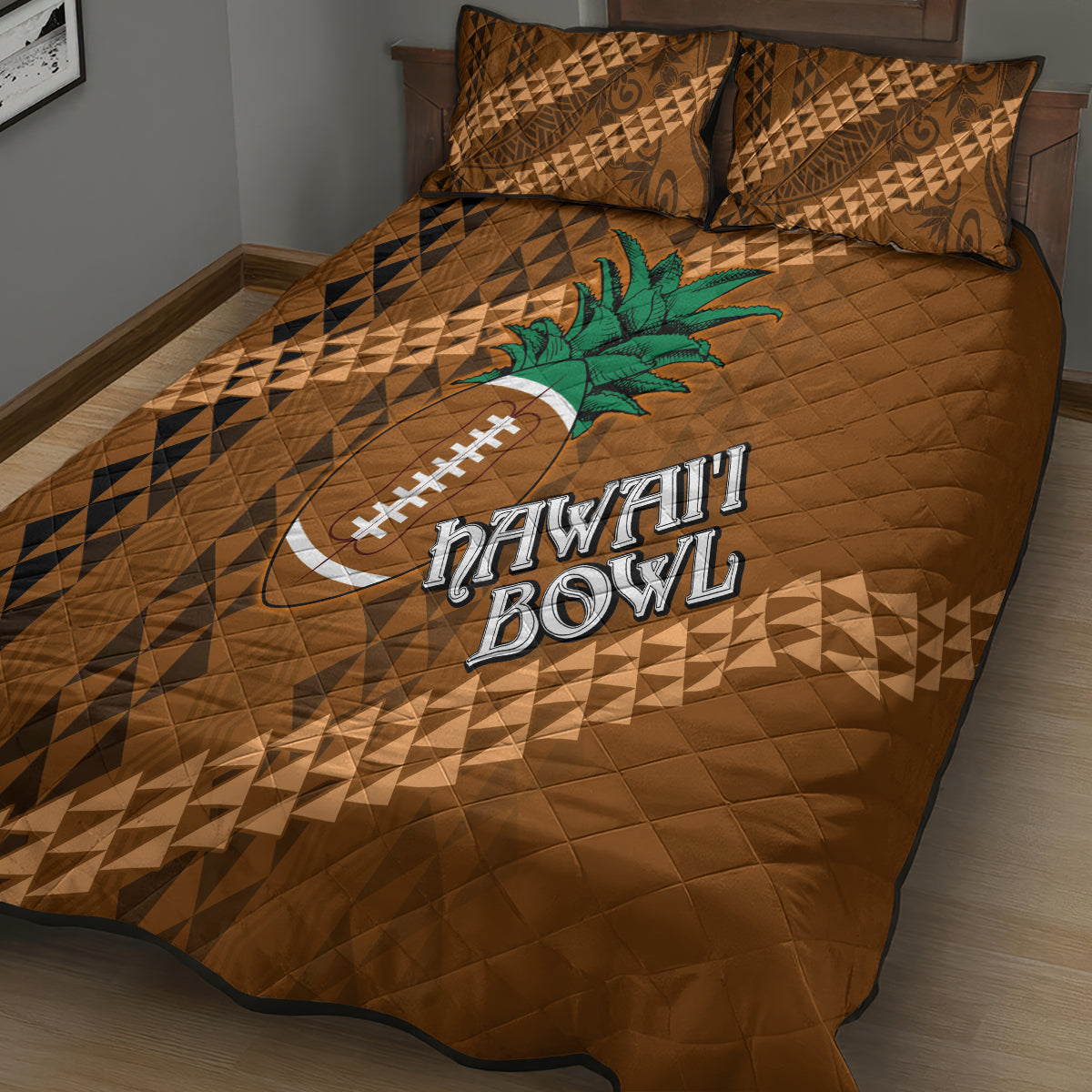 Custom Hawaii Honolulu Bowl Quilt Bed Set With Kakau Tribal Pattern - Wonder Print Shop
