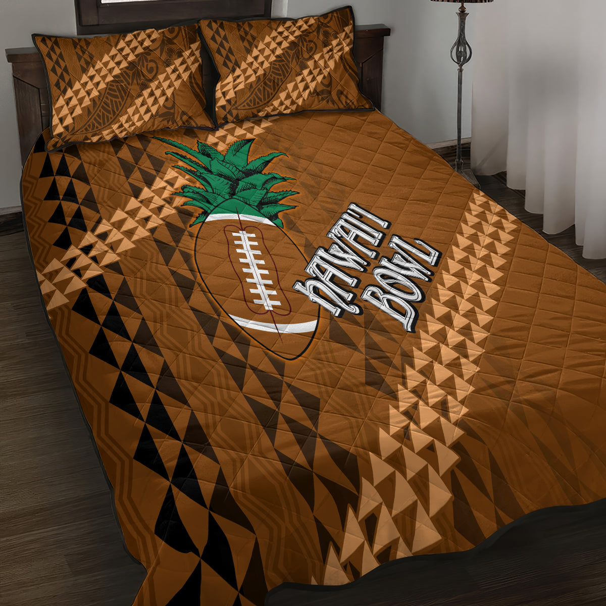 Custom Hawaii Honolulu Bowl Quilt Bed Set With Kakau Tribal Pattern - Wonder Print Shop