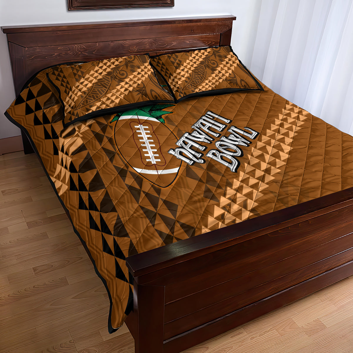Custom Hawaii Honolulu Bowl Quilt Bed Set With Kakau Tribal Pattern - Wonder Print Shop