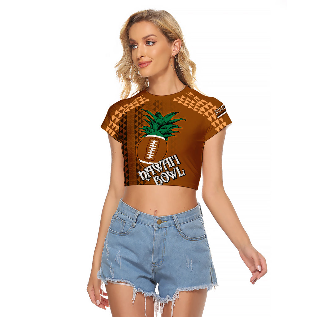 Custom Hawaii Honolulu Bowl Raglan Cropped T Shirt With Kakau Tribal Pattern - Wonder Print Shop