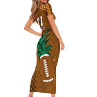 Custom Hawaii Honolulu Bowl Short Sleeve Bodycon Dress With Kakau Tribal Pattern - Wonder Print Shop