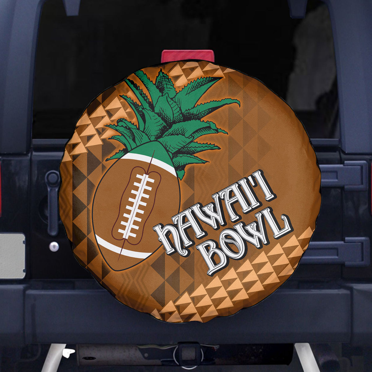 Custom Hawaii Honolulu Bowl Spare Tire Cover With Kakau Tribal Pattern - Wonder Print Shop