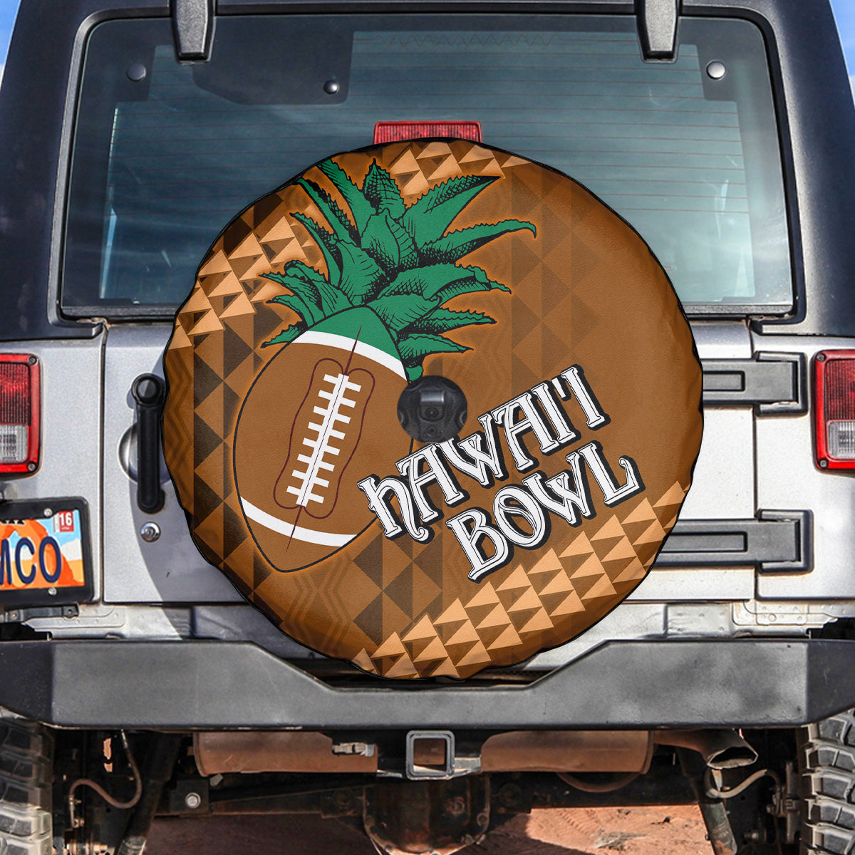 Custom Hawaii Honolulu Bowl Spare Tire Cover With Kakau Tribal Pattern - Wonder Print Shop