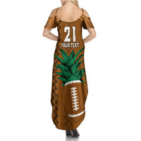 Custom Hawaii Honolulu Bowl Summer Maxi Dress With Kakau Tribal Pattern - Wonder Print Shop