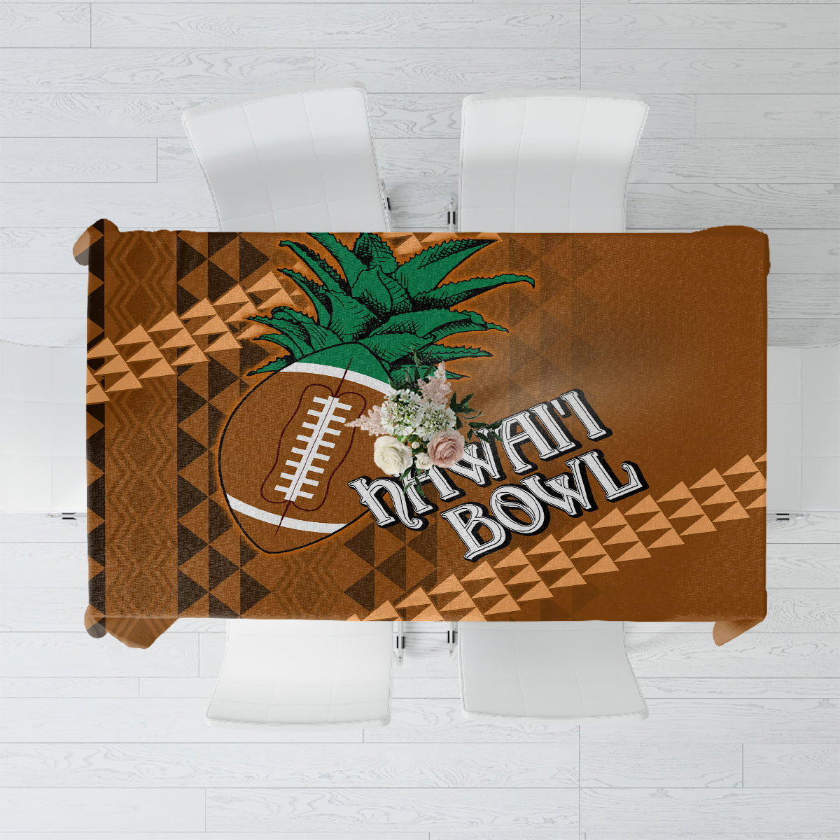 Custom Hawaii Honolulu Bowl Tablecloth With Kakau Tribal Pattern - Wonder Print Shop