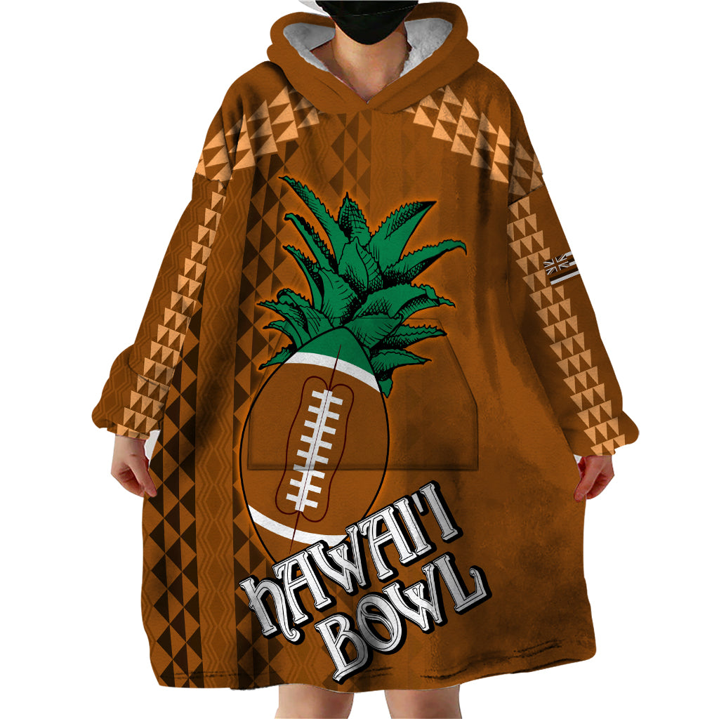 Custom Hawaii Honolulu Bowl Wearable Blanket Hoodie With Kakau Tribal Pattern - Wonder Print Shop