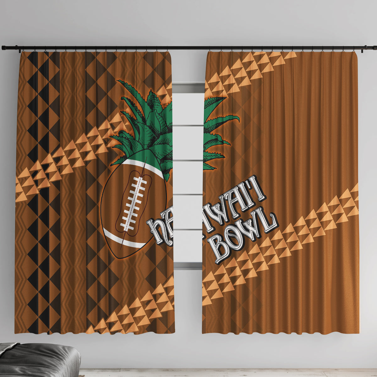 Custom Hawaii Honolulu Bowl Window Curtain With Kakau Tribal Pattern - Wonder Print Shop