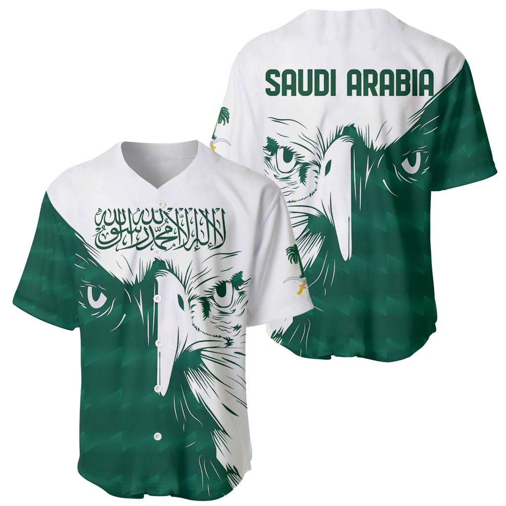 Saudi Arabia Falcon Baseball Jersey Simple Saudi Pattern LT9 - Wonder Print Shop