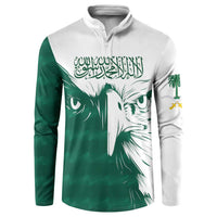 Saudi Arabia Falcon Button Sweatshirt Simple Saudi Pattern LT9 - Wonder Print Shop