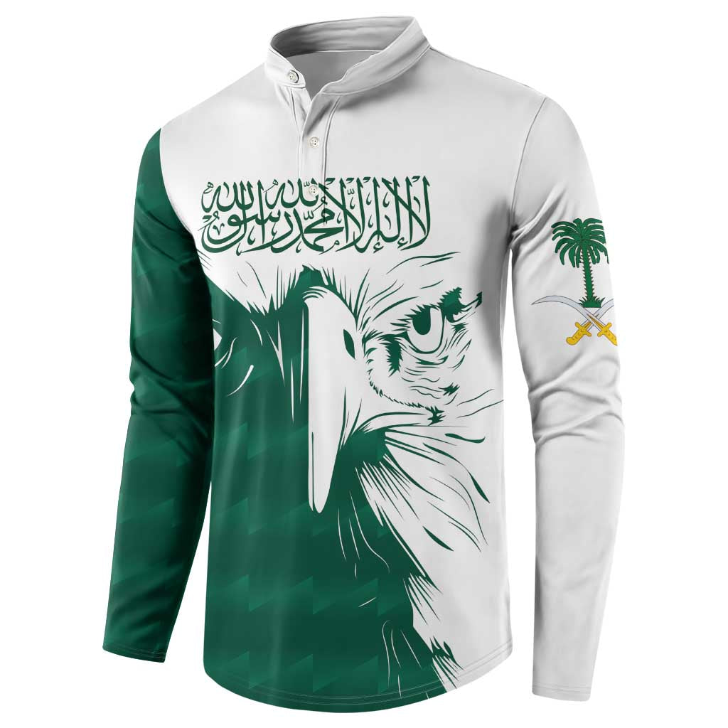 Saudi Arabia Falcon Button Sweatshirt Simple Saudi Pattern LT9 - Wonder Print Shop