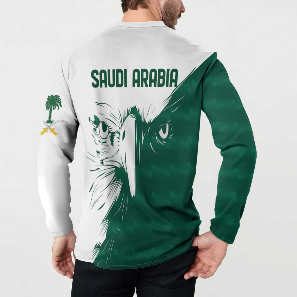 Saudi Arabia Falcon Button Sweatshirt Simple Saudi Pattern LT9 - Wonder Print Shop