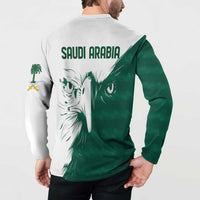 Saudi Arabia Falcon Button Sweatshirt Simple Saudi Pattern LT9 - Wonder Print Shop