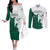 Saudi Arabia Falcon Couples Matching Off The Shoulder Long Sleeve Dress and Long Sleeve Button Shirt Simple Saudi Pattern