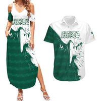 Saudi Arabia Falcon Couples Matching Summer Maxi Dress and Hawaiian Shirt Simple Saudi Pattern LT9 - Wonder Print Shop