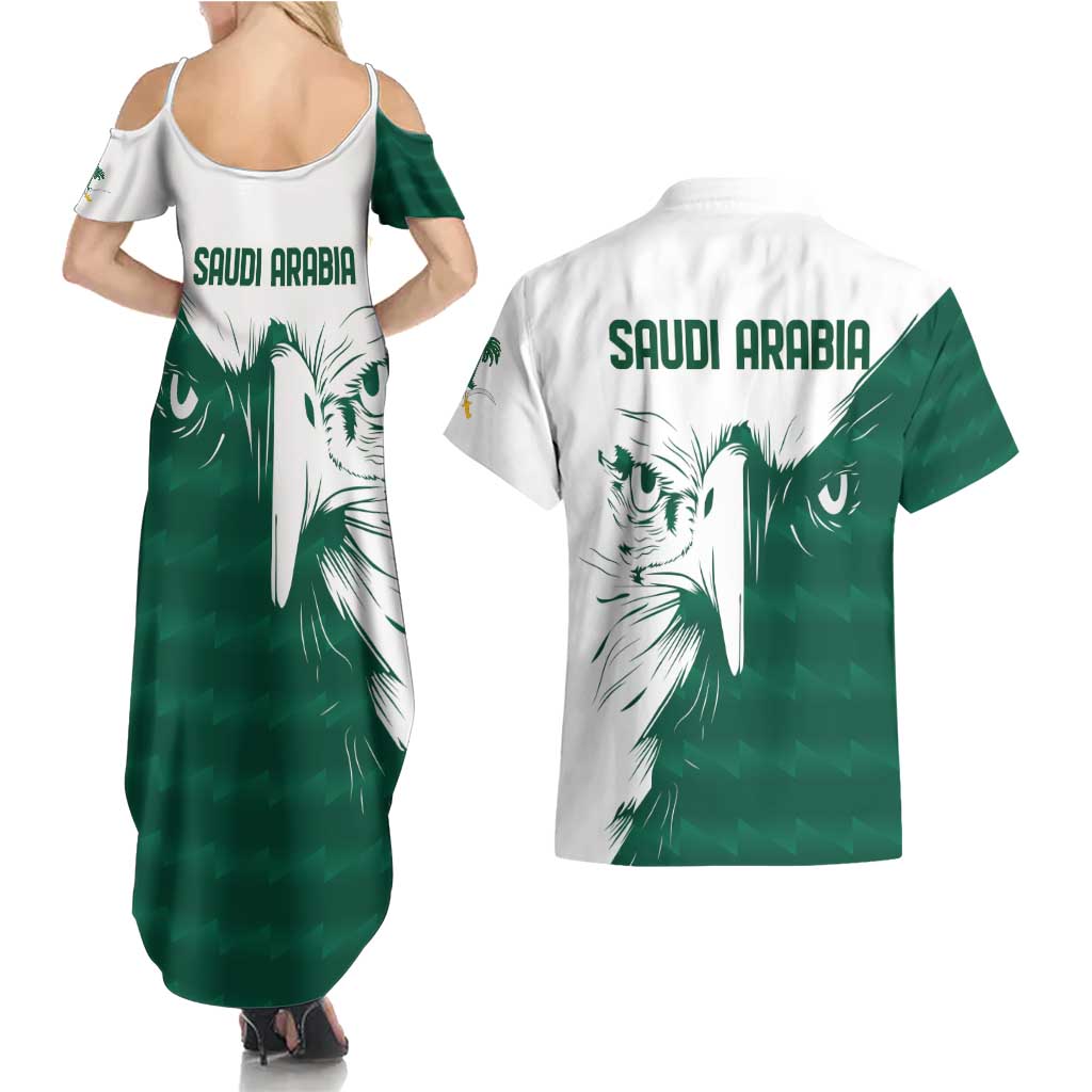 Saudi Arabia Falcon Couples Matching Summer Maxi Dress and Hawaiian Shirt Simple Saudi Pattern LT9 - Wonder Print Shop