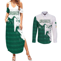 Saudi Arabia Falcon Couples Matching Summer Maxi Dress and Long Sleeve Button Shirt Simple Saudi Pattern LT9 - Wonder Print Shop