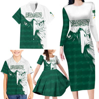 Saudi Arabia Falcon Family Matching Long Sleeve Bodycon Dress and Hawaiian Shirt Simple Saudi Pattern LT9 - Wonder Print Shop