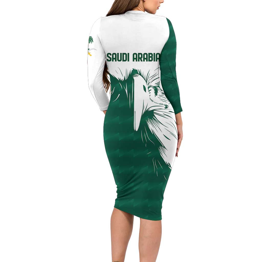 Saudi Arabia Falcon Family Matching Long Sleeve Bodycon Dress and Hawaiian Shirt Simple Saudi Pattern LT9 - Wonder Print Shop