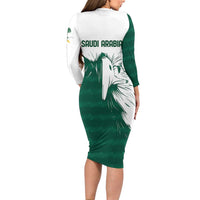 Saudi Arabia Falcon Family Matching Long Sleeve Bodycon Dress and Hawaiian Shirt Simple Saudi Pattern LT9 - Wonder Print Shop