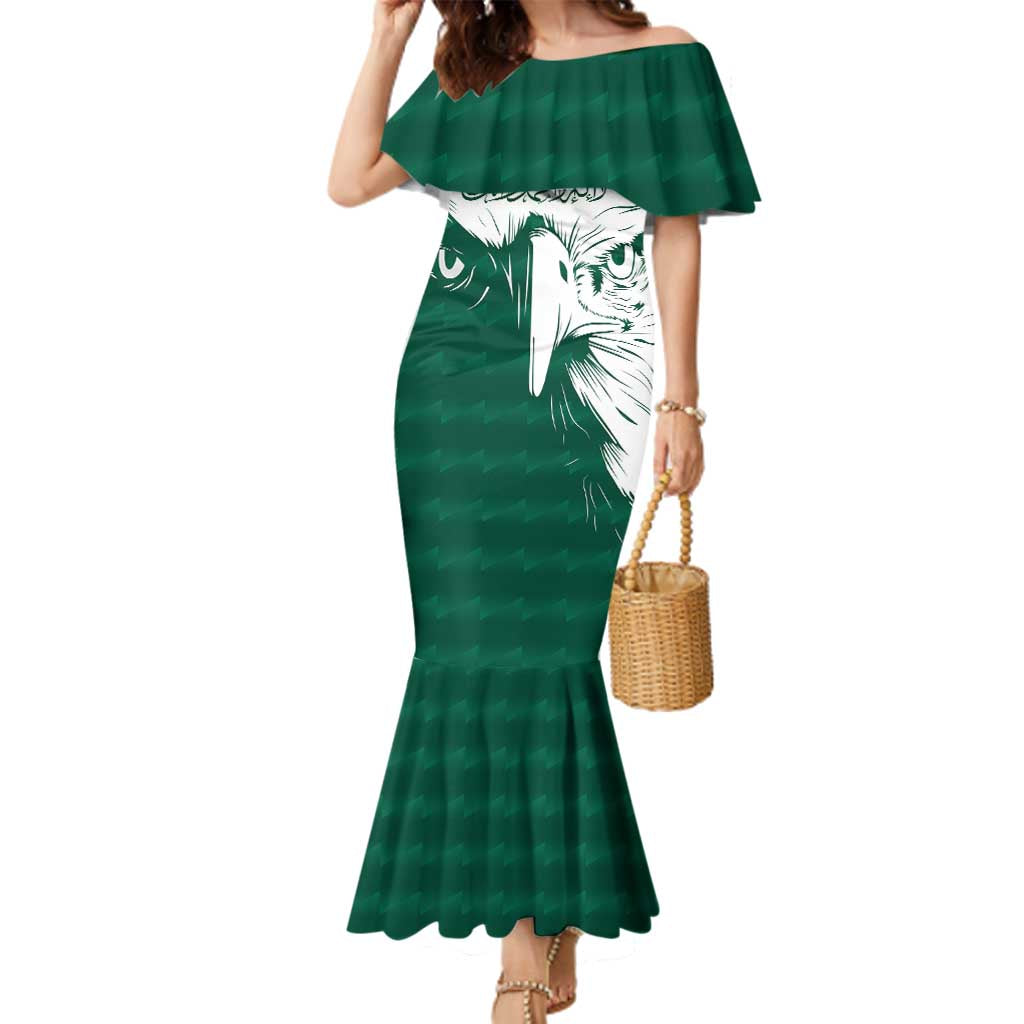 Saudi Arabia Falcon Family Matching Mermaid Dress and Hawaiian Shirt Simple Saudi Pattern LT9 - Wonder Print Shop