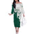 Saudi Arabia Falcon Family Matching Off The Shoulder Long Sleeve Dress and Hawaiian Shirt Simple Saudi Pattern - Wonder Print Shop
