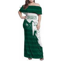 Saudi Arabia Falcon Family Matching Off Shoulder Maxi Dress and Hawaiian Shirt Simple Saudi Pattern LT9 - Wonder Print Shop