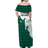 Saudi Arabia Falcon Family Matching Off Shoulder Maxi Dress and Hawaiian Shirt Simple Saudi Pattern LT9 - Wonder Print Shop
