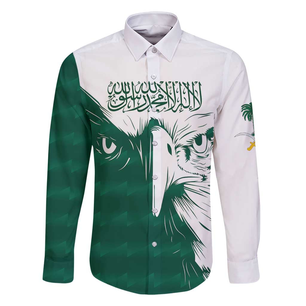 Saudi Arabia Falcon Family Matching Off Shoulder Short Dress and Hawaiian Shirt Simple Saudi Pattern LT9 - Wonder Print Shop