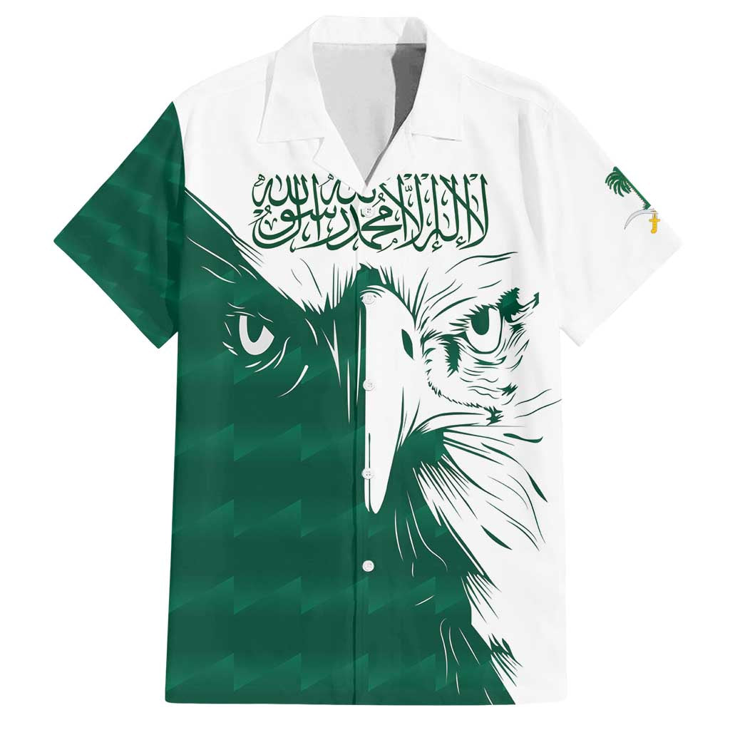 Saudi Arabia Falcon Family Matching Puletasi and Hawaiian Shirt Simple Saudi Pattern - Wonder Print Shop