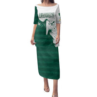 Saudi Arabia Falcon Family Matching Puletasi and Hawaiian Shirt Simple Saudi Pattern - Wonder Print Shop