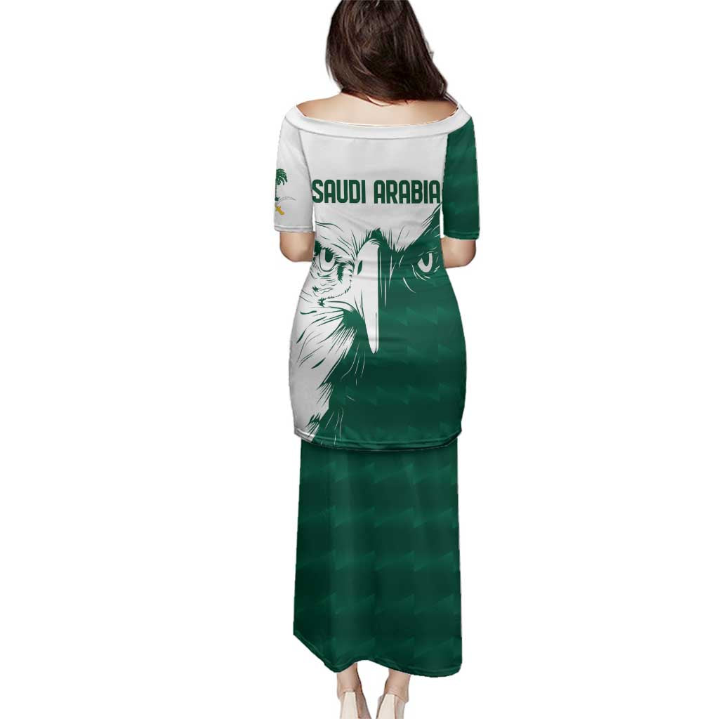 Saudi Arabia Falcon Family Matching Puletasi and Hawaiian Shirt Simple Saudi Pattern - Wonder Print Shop
