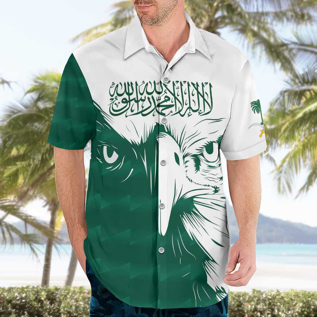 Saudi Arabia Falcon Hawaiian Shirt Simple Saudi Pattern - Wonder Print Shop
