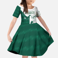 Saudi Arabia Falcon Kid Short Sleeve Dress Simple Saudi Pattern - Wonder Print Shop
