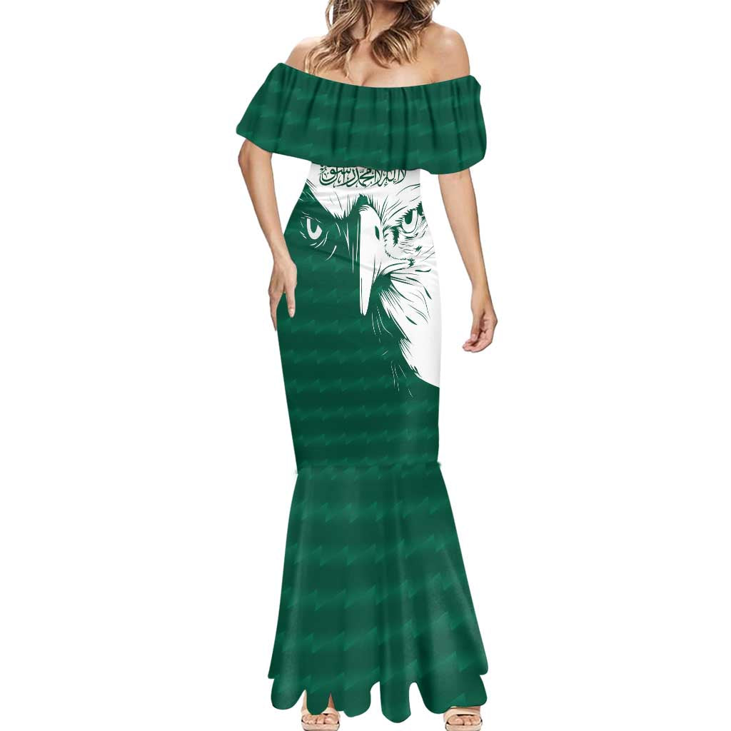 Saudi Arabia Falcon Mermaid Dress Simple Saudi Pattern - Wonder Print Shop