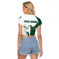 Saudi Arabia Falcon Raglan Cropped T Shirt Simple Saudi Pattern - Wonder Print Shop