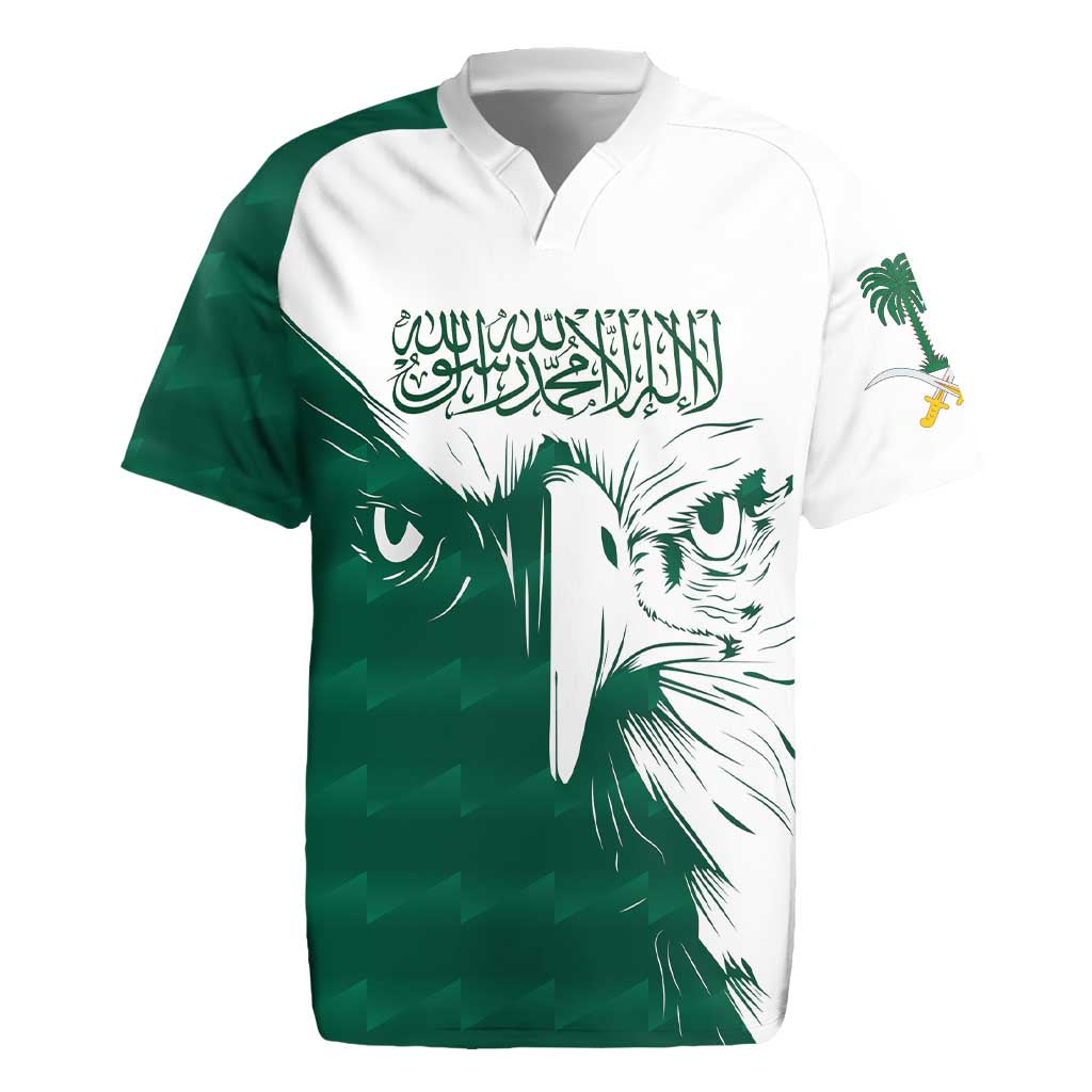 Saudi Arabia Falcon Rugby Jersey Simple Saudi Pattern - Wonder Print Shop