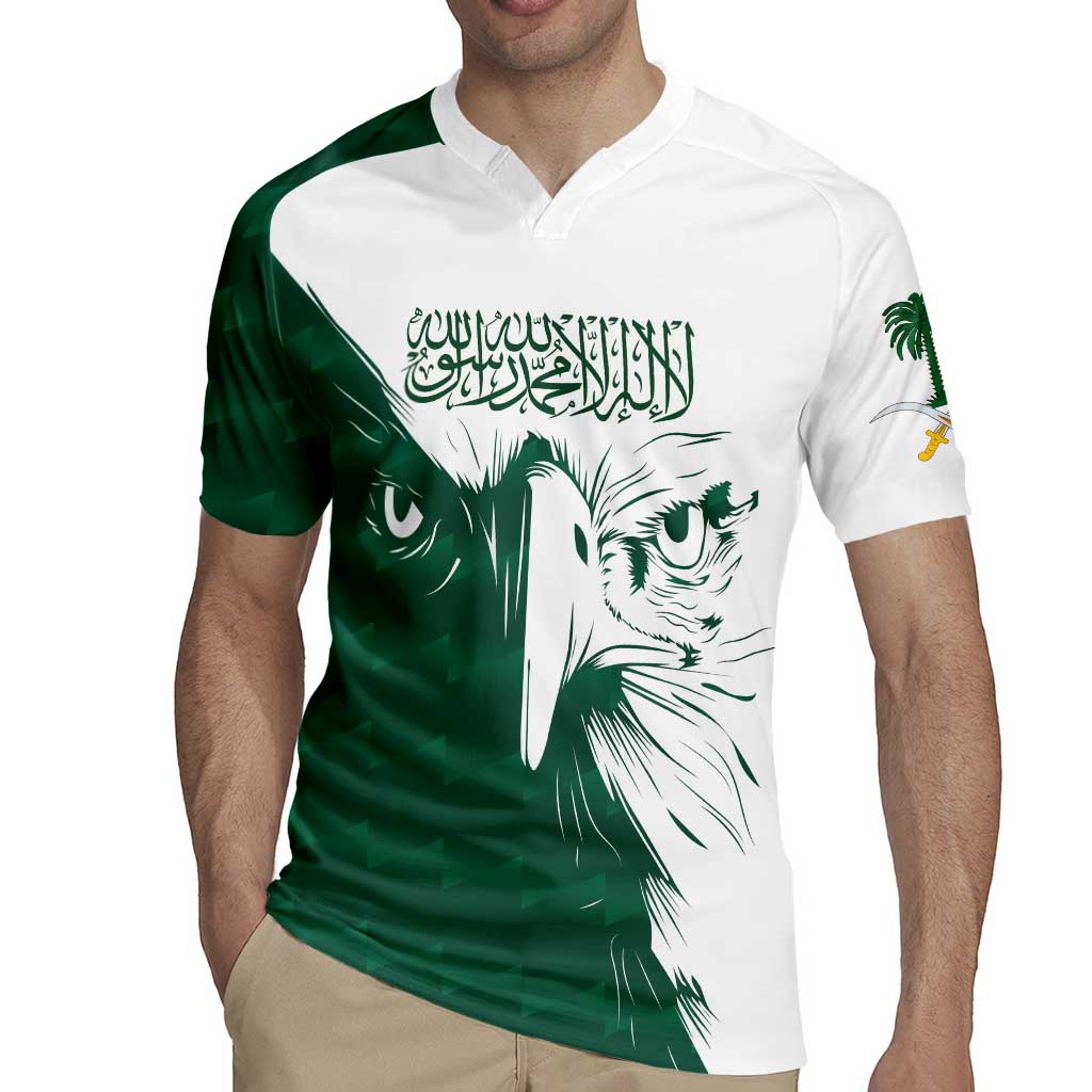 Saudi Arabia Falcon Rugby Jersey Simple Saudi Pattern - Wonder Print Shop