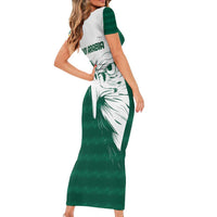 Saudi Arabia Falcon Short Sleeve Bodycon Dress Simple Saudi Pattern - Wonder Print Shop