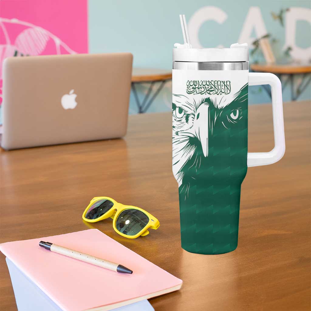 Saudi Arabia Falcon Tumbler With Handle Simple Saudi Pattern - Wonder Print Shop