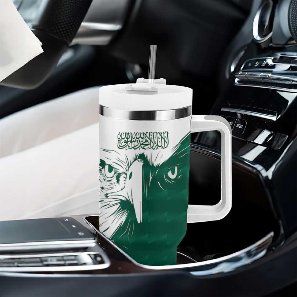 Saudi Arabia Falcon Tumbler With Handle Simple Saudi Pattern - Wonder Print Shop