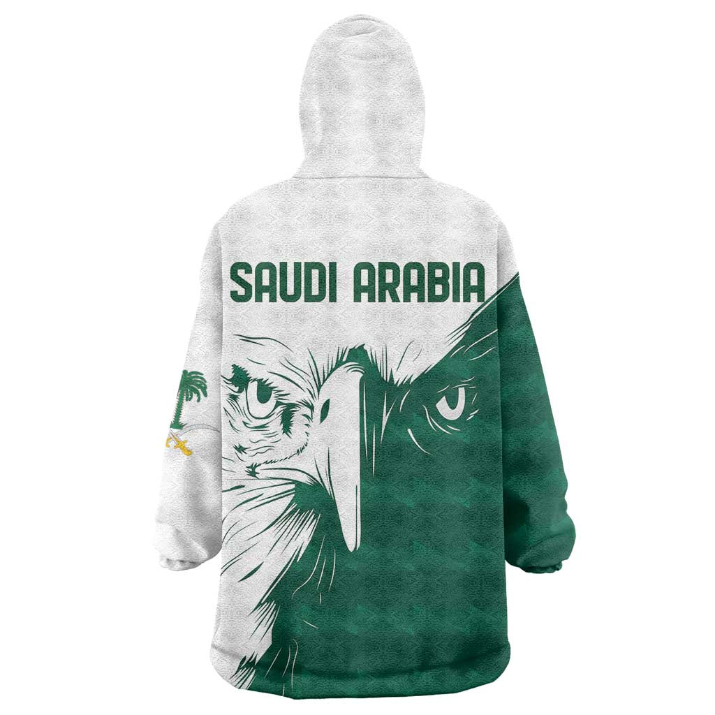 Saudi Arabia Falcon Wearable Blanket Hoodie Simple Saudi Pattern - Wonder Print Shop