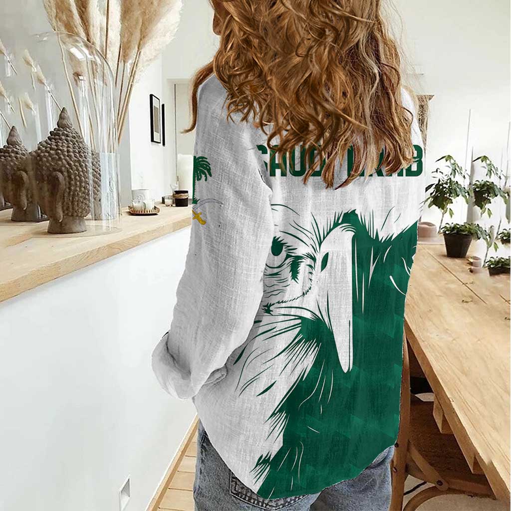 Saudi Arabia Falcon Women Casual Shirt Simple Saudi Pattern - Wonder Print Shop