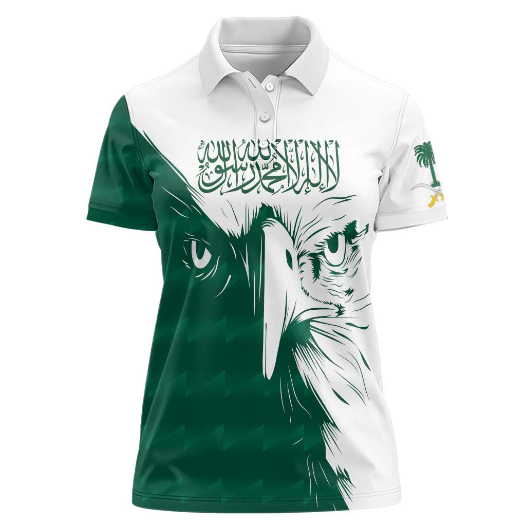 Saudi Arabia Falcon Women Polo Shirt Simple Saudi Pattern - Wonder Print Shop