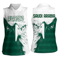 Saudi Arabia Falcon Women Sleeveless Polo Shirt Simple Saudi Pattern - Wonder Print Shop