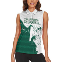 Saudi Arabia Falcon Women Sleeveless Polo Shirt Simple Saudi Pattern - Wonder Print Shop
