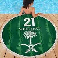 Custom Saudi Arabia Football Beach Blanket Green Al -Arabiyyah Concept 23-2024 LT9 - Wonder Print Shop