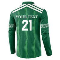 Custom Saudi Arabia Football Button Sweatshirt Green Al -Arabiyyah Concept 23-2024 LT9 - Wonder Print Shop