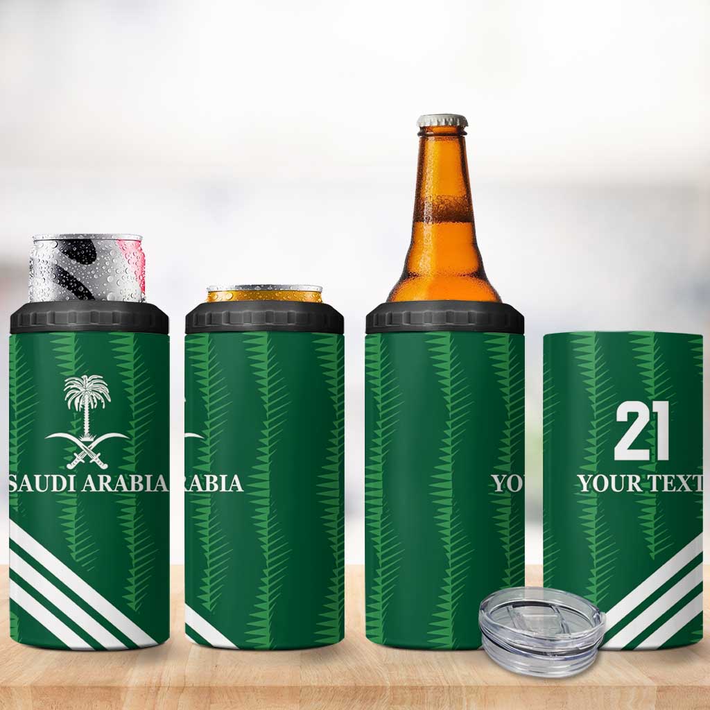 Custom Saudi Arabia Football 4 in 1 Can Cooler Tumbler Green Al -Arabiyyah Concept 23-2024 LT9 - Wonder Print Shop